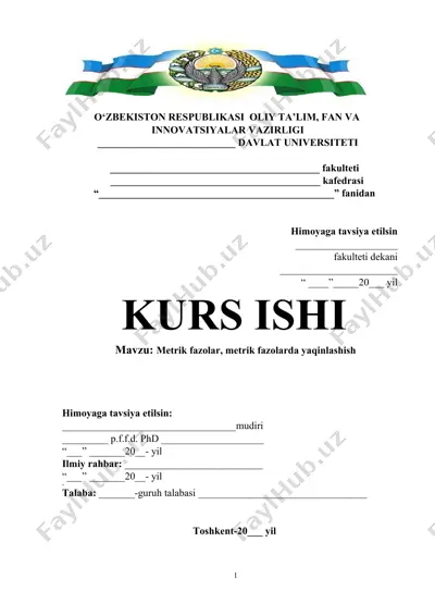 metrik fazolar, metrik fazolarda yaqinlashish — DOCX