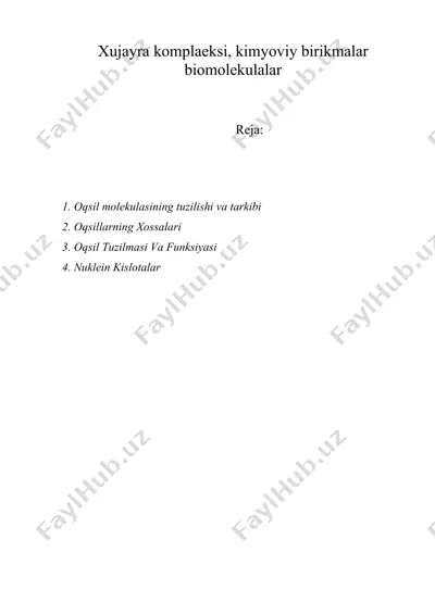 xujayra kompleksi, kimyoviy birikmalar biomolekulalar — DOC