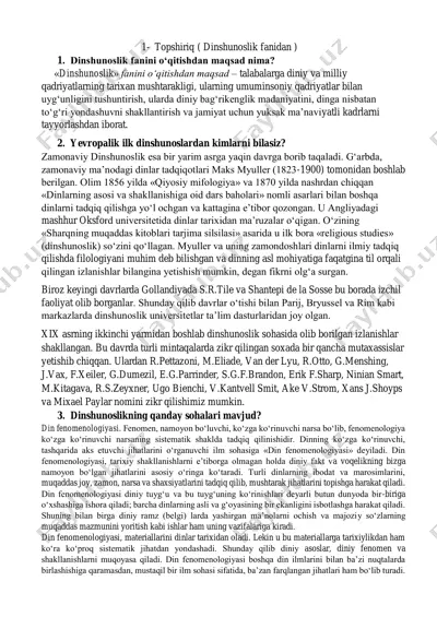 dinshunoslik fanidan topshiriq — PDF