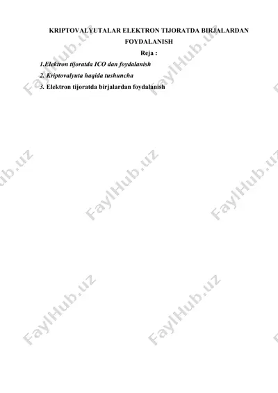 kriptovalyutalar elektron tijoratining rivojlanishi — DOC