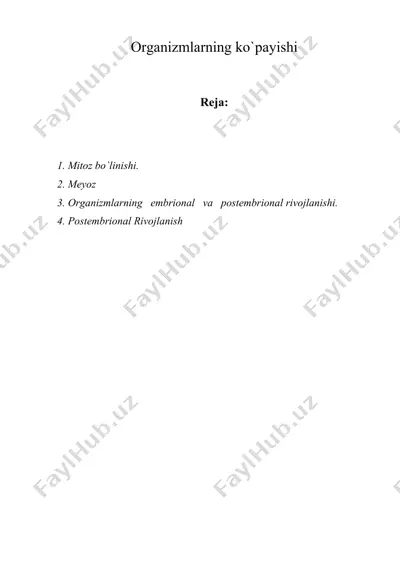 organizmlarning ko`payishi — DOC