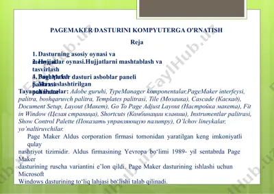 pagemaker dasturini kompyuterga o'rnatish — PPTX
