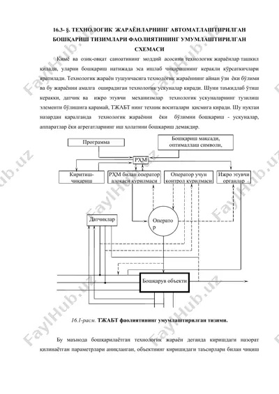 технологик жараёнларнинг автоматлаштирилган бошқариш тизимлари фаолиятининг умумлаштирилган схемаси — DOCX