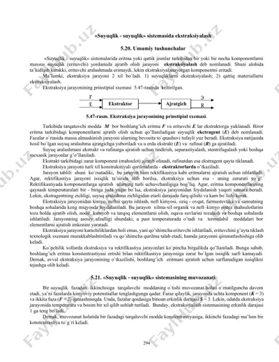 suyuqlik - suyuqlik sistemasida ekstraksiyalash — DOCX