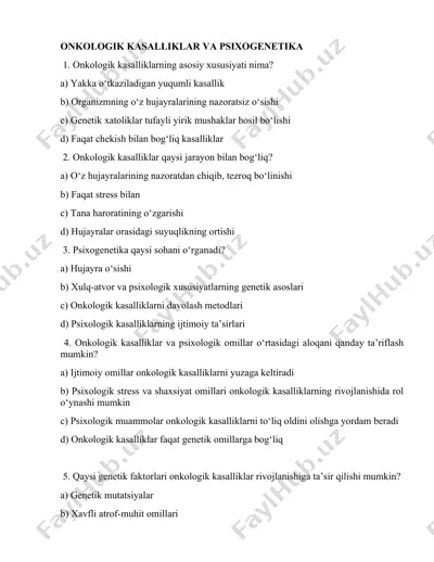onkologik kasalliklar va psixogenetika — DOCX