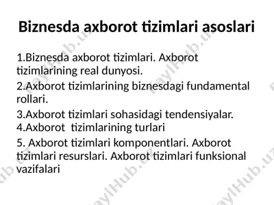 biznesda axborot tizimlari asoslari — PPTX