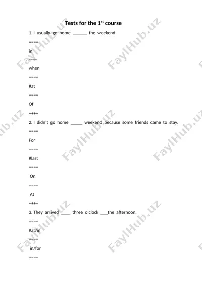 tests for the 1st course — DOCX