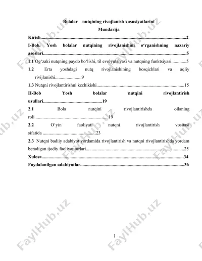 bolalar nutqining rivojlanish xususiyatlarini — DOCX