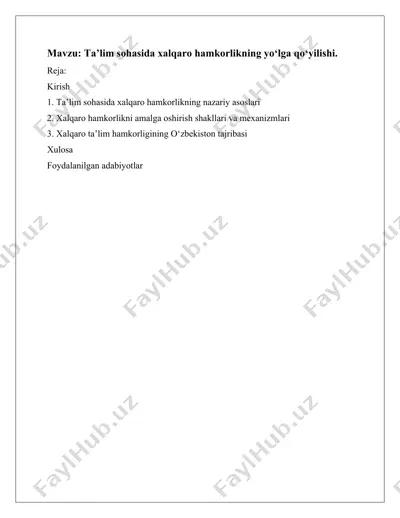 ta’lim sohasida xalqaro hamkorlik — DOCX