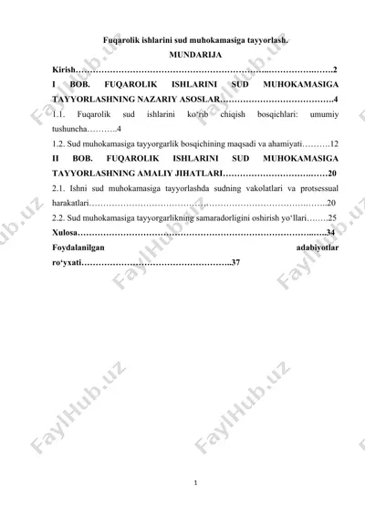 fuqarolik ishlarini sud muhokamasiga tayyorlash — DOCX