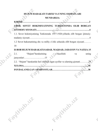 hujum harakati tarixi va uning oqibatlari — DOCX
