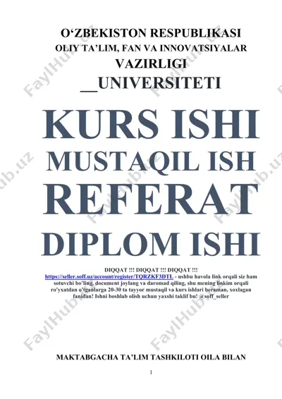 maktabgacha ta’lim tashkiloti oila bilan ishlash shakllari — DOCX