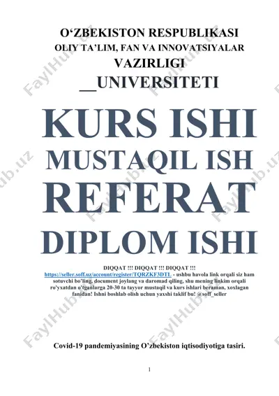 covid-19 pandemiyasining o’zbekiston iqtisodiyotiga tasiri — DOCX