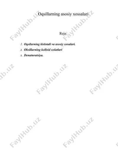oqsillarning asosiy xossalari — DOC