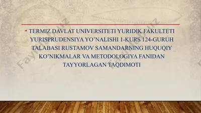 huquqshunoslar guruh va jamoasida ishni to'g'ri tashkil etish usullari — PPTX