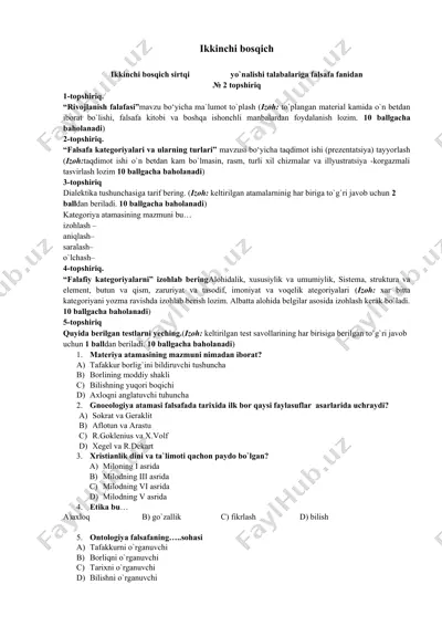 falsafa faniga topshiriqlar — DOCX