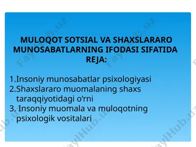 muloqot sotsial va shaxslaro munosabatlar ifodasi sifatida — PPTX