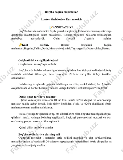 bog'cha haqida malumotlar — DOCX