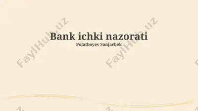 bank ichki nazorati — PPTX