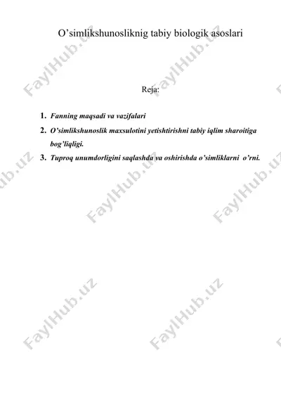 o’simlikshunosliknig tabiy biologik asoslari — DOC