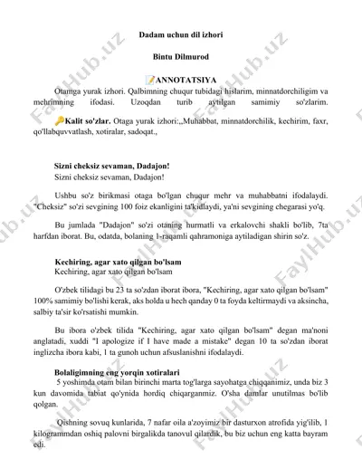 dadam uchun dil izhori — DOCX