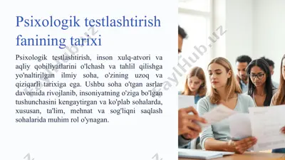 psixologik testlashtirish fanining tarixi — PPTX