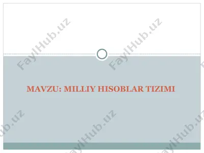 milliy hisoblar tizimi (mht) — PPT