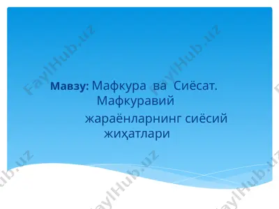 мафкура ва сиёсат. мафкуравий жараёнларнинг сиёсий жиҳатлари — PPT