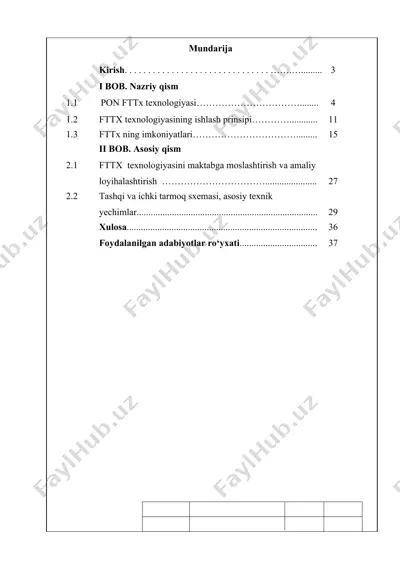 optik tolali internet texnologiyasi (pon) — DOCX