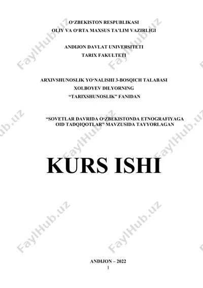 arxivshunoslik yo‘nalishi 3-bosqich talabasi — DOCX