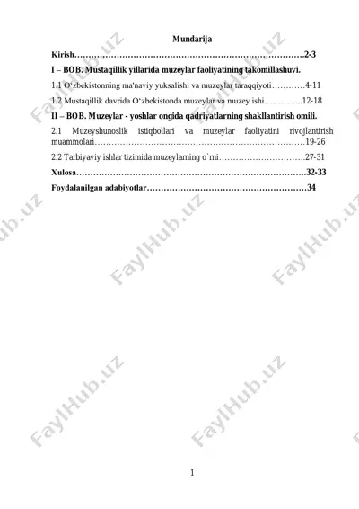 muzeylar faoliyati mustaqil o’zbekistonda — PDF