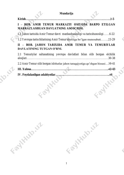 amir temur va temuriylar davri tarixi — PDF
