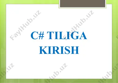 c# tiliga kirish — PPTX