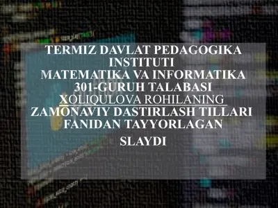 zamonaviy dasturlash tillari faniga oid slayd — PPTX