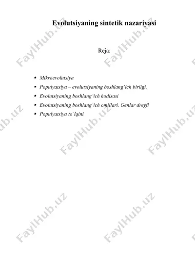 evolutsiyaning sintetik nazariyasi — DOCX