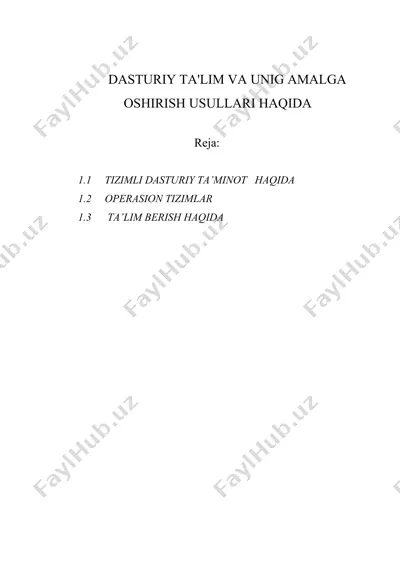 dasturiy ta'lim va unig amalga oshirish usullari haqida — DOCX