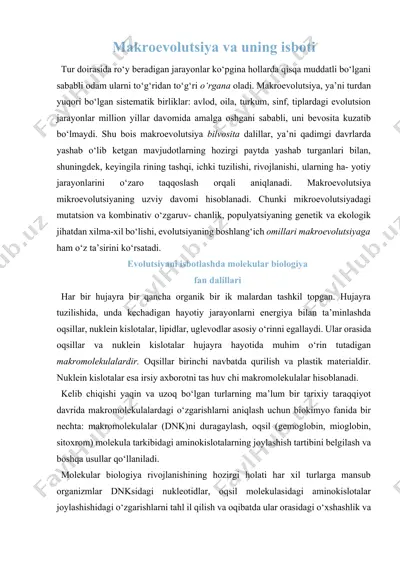 makroevolutsiya va uning isboti — DOCX