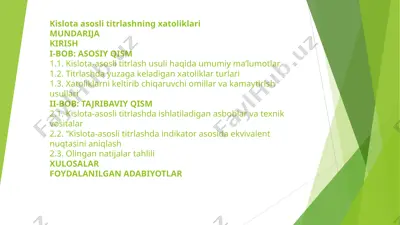 kislota-asosli titrlashning xatoliklari — PPTX