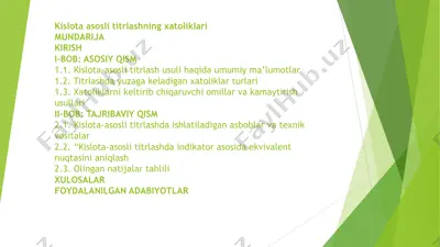 kislota-asosli titrlashning xatoliklari — PPT