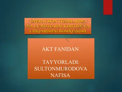 operatsion tizimlar haqida umumiy tushuncha — PPT
