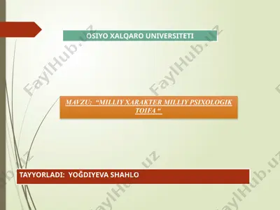 “milliy xarakter milliy psixologik toifa” — PPTX