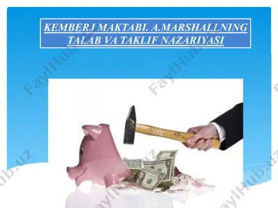 kemberj maktabi. a.marshallning talab va taklif nazariyasi — PPTX