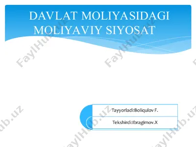 davlat moliyasidagi moliyaviy siyosat — PPT