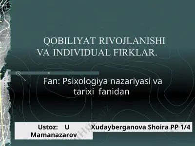 fan: psixologiya nazariyasi va tarixi fanidan — PPT