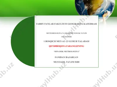 tumanlar shakllanishining fizik-meteorologik sharoitlari, ularning tasnifi — PPTX