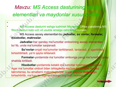 ms access dasturi — PPT