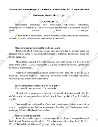 diskret tuzilmalari fani — DOCX