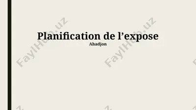 exposition à la planification — PPTX