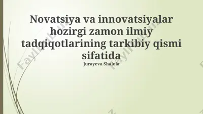 sun'iy intellekt va mashinaviy o'rganishning ilmiy innovatsiyalarga ta'siri — PPTX