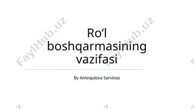 suv resurslarini boshqarish departamenti vazifalari — PPTX